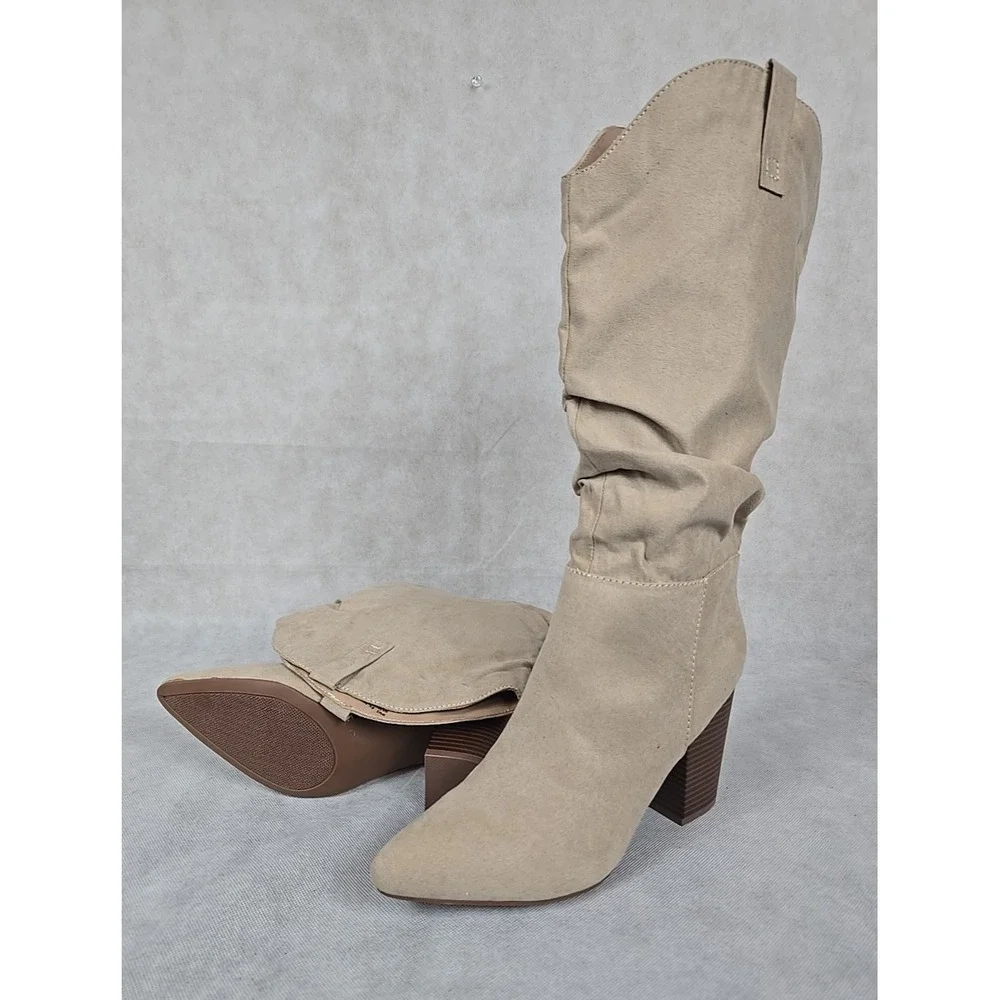 So Brand Boots Womens Size 9.5 Tibia Mid Pull On Comfort Western Fashion Tan NEW
